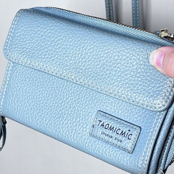 Taomicmic Womens Light Blue Crossbody Wallet Purse With Adjustable Strap & Card - Picture 6 of 6